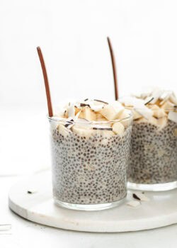 two cups of banana chia pudding.