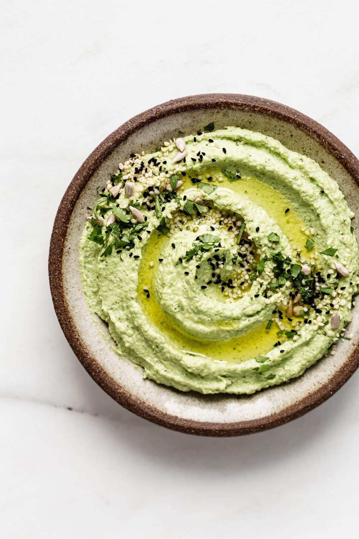 a small bowl of edamame hummus.