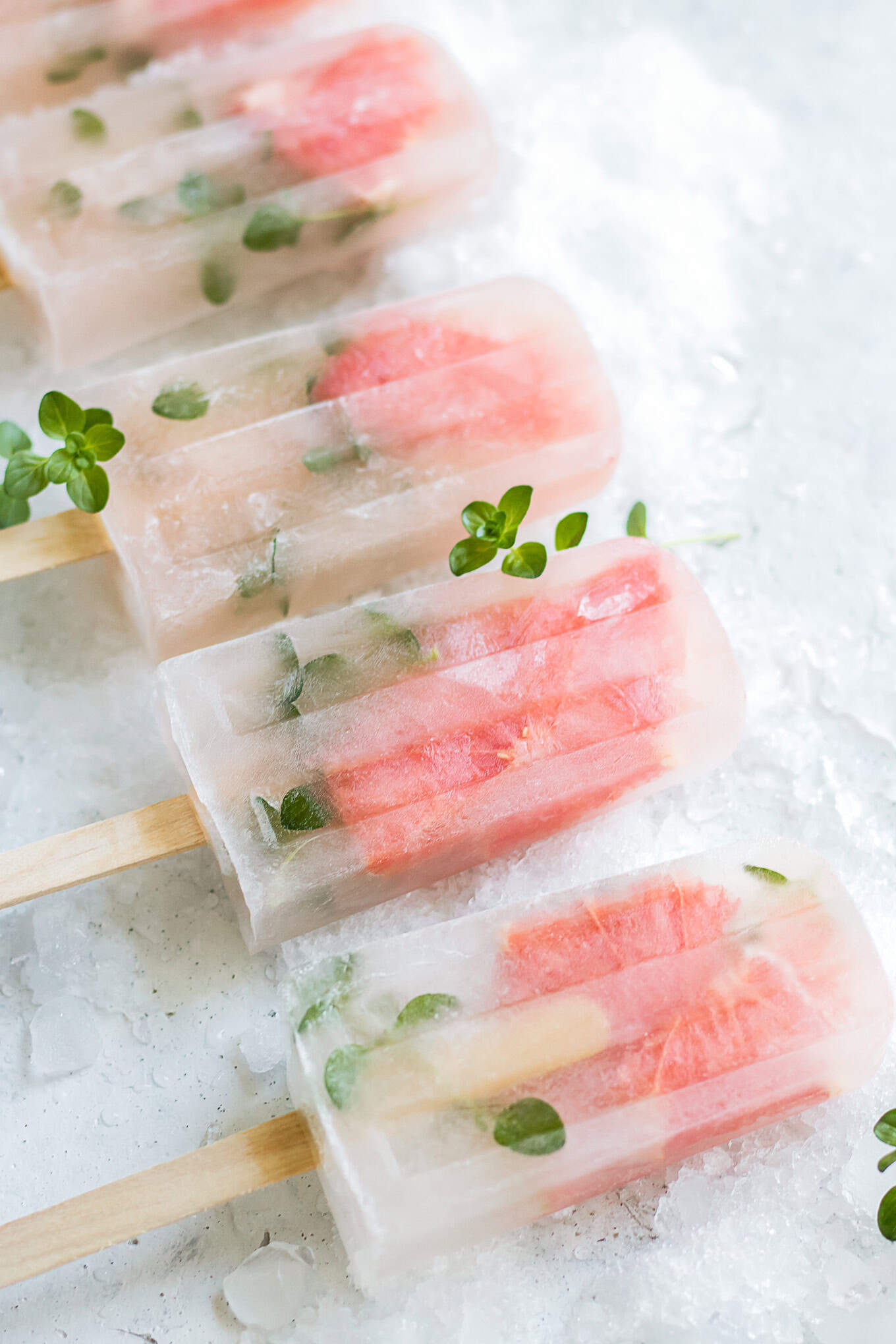 a row of grapefruit thyme popsicles.