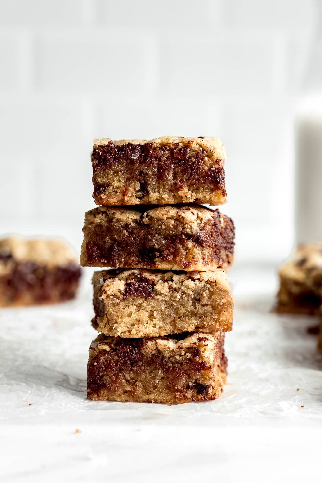 A stack of paleo tahini blondies.