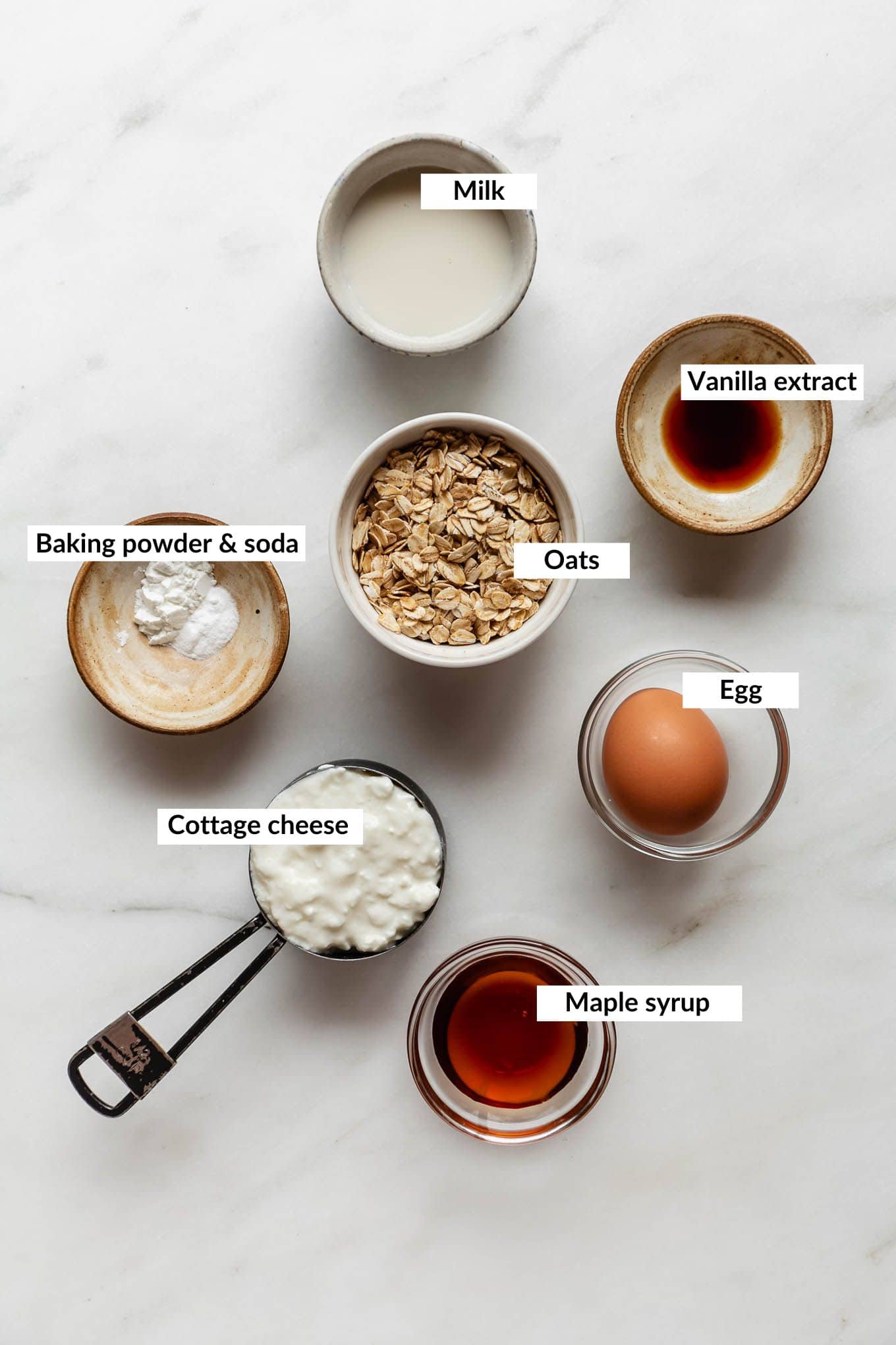 Ingredients for a protein pancake bowl.