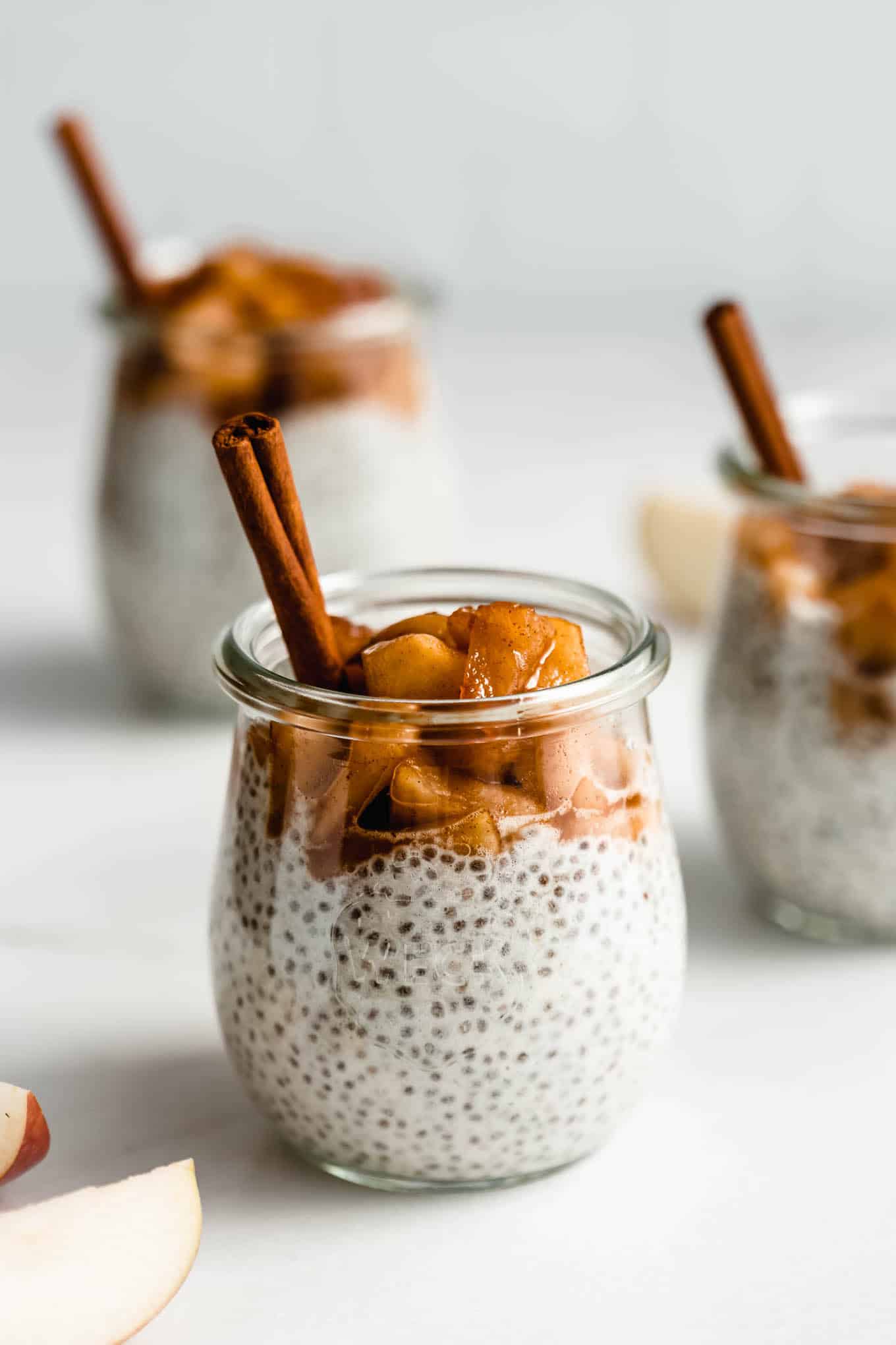 apple pie chia pudding in jars.