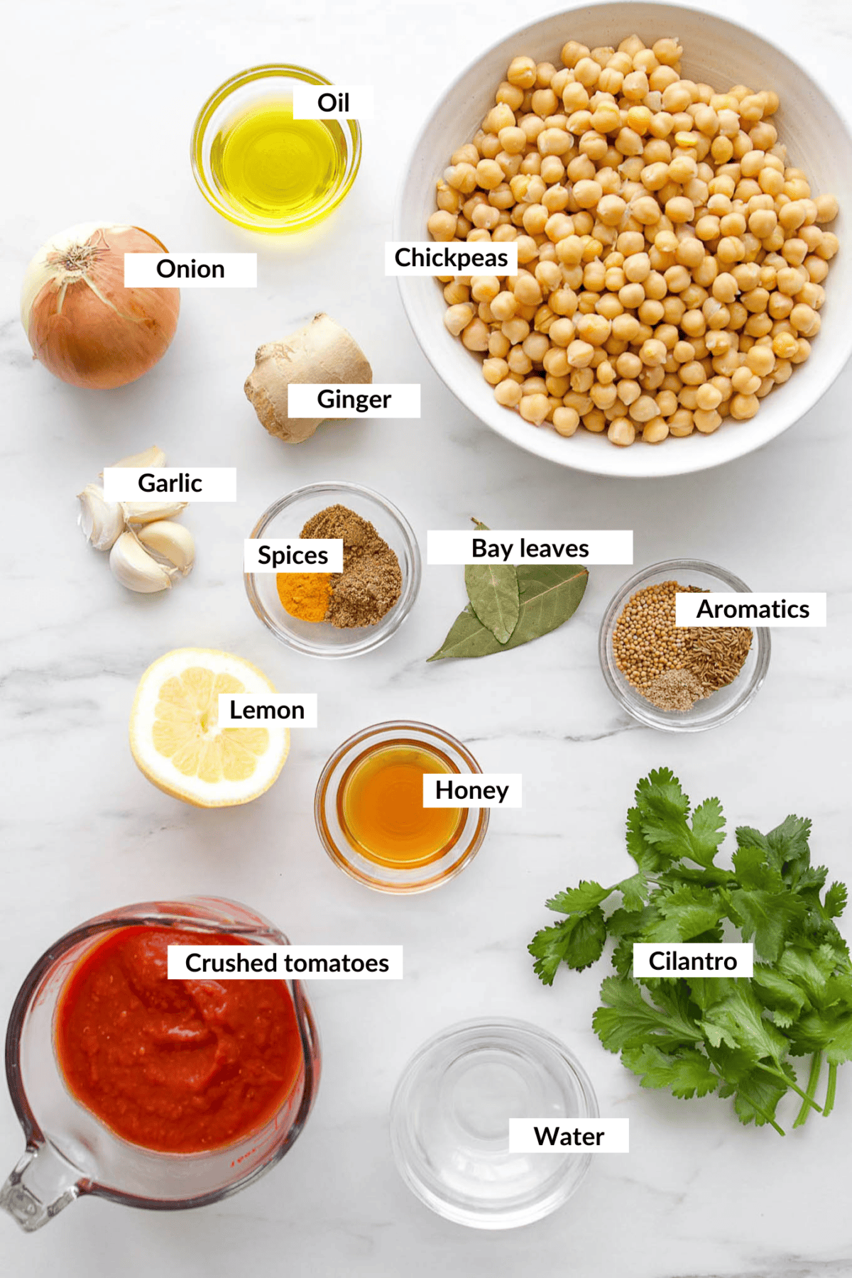 Ingredients for Chana Masala.