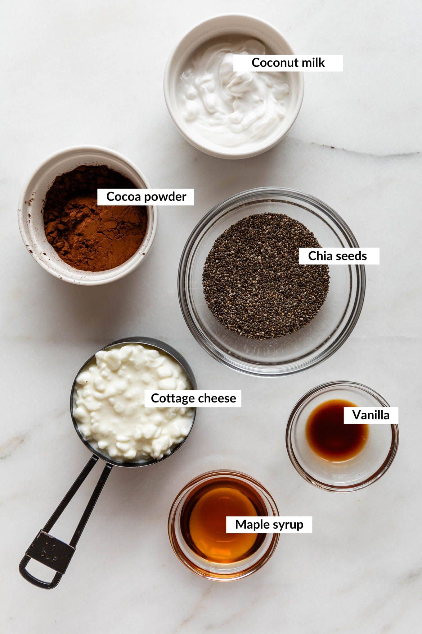Ingredients for Chocolate Chia Mousse.