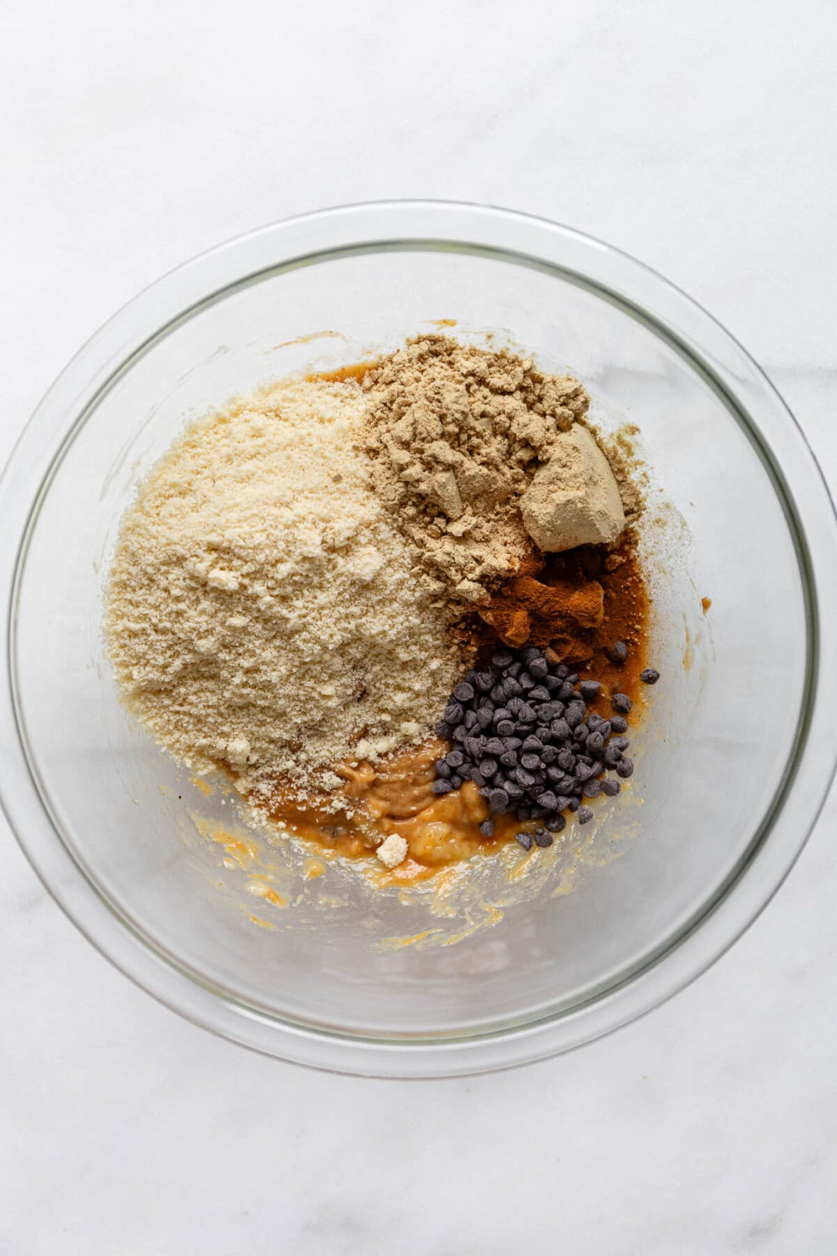 Ingredients for banana energy balls in a bowl.