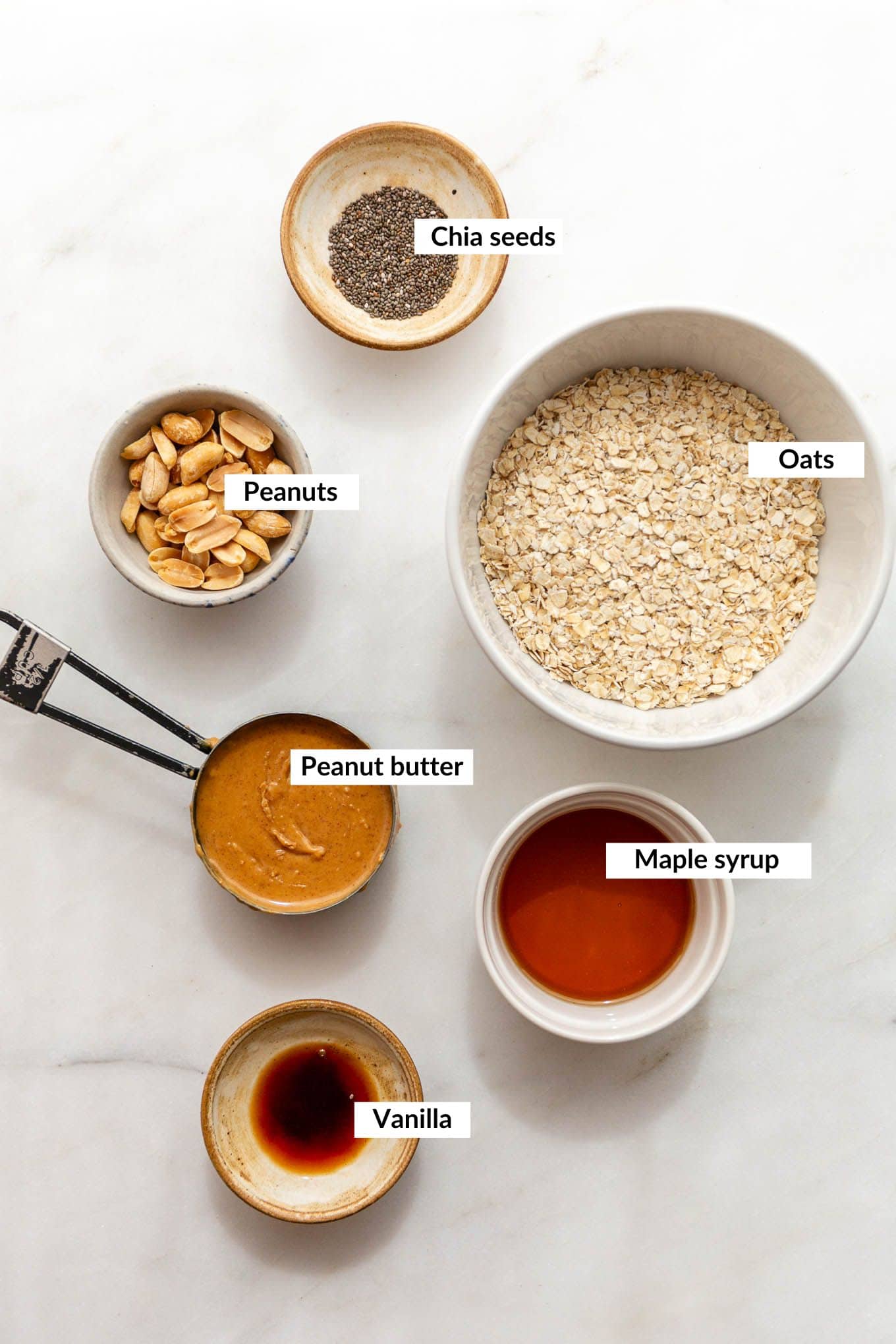 Ingredients for peanut butter granola.