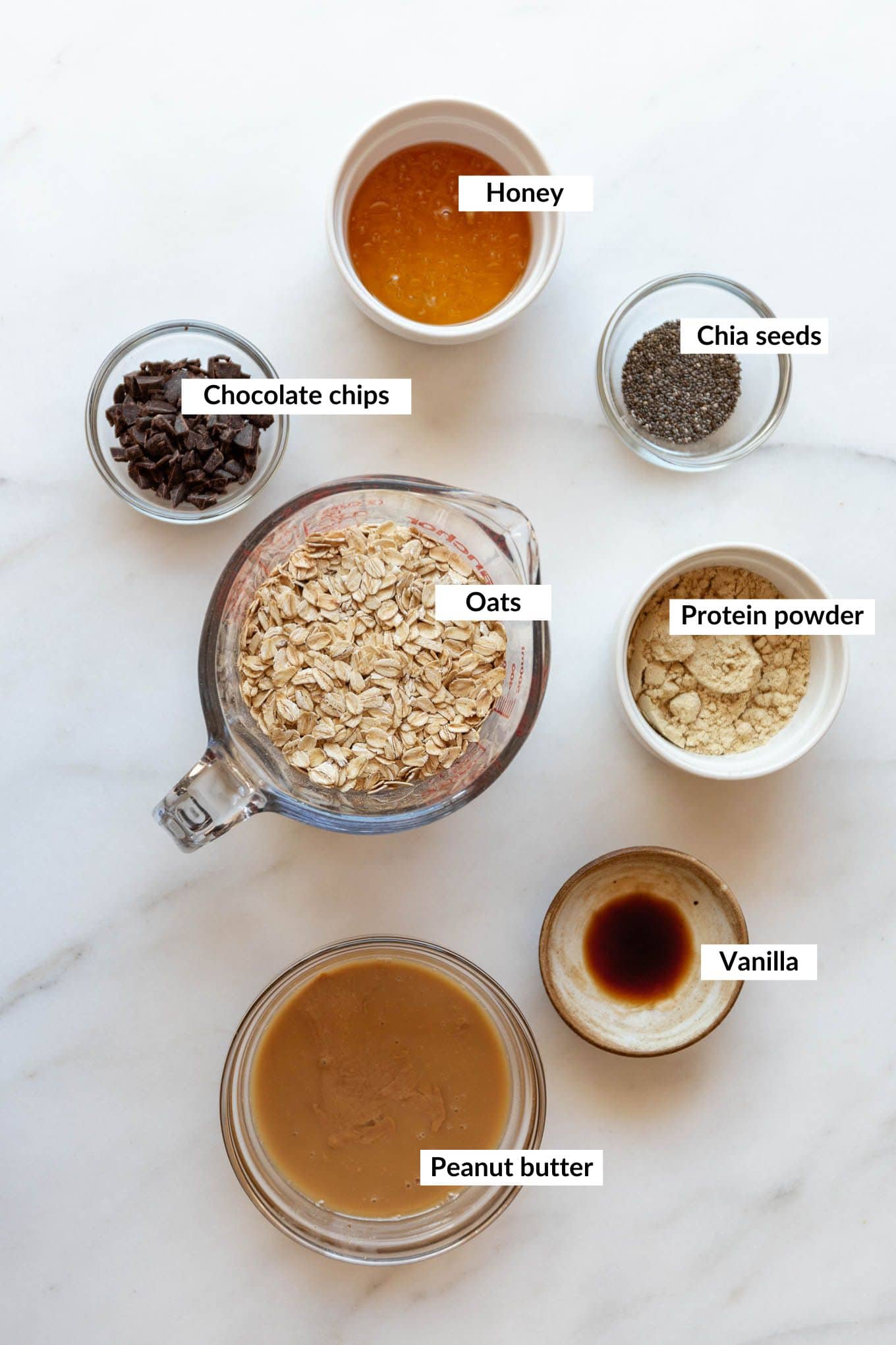 Ingredients for peanut butter protein balls.