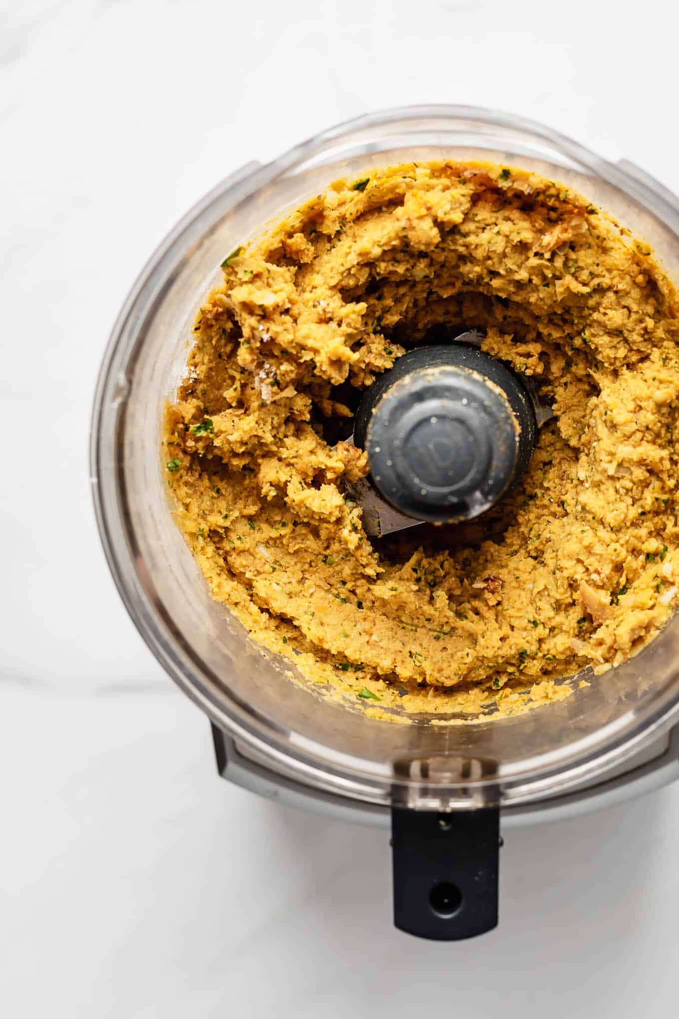 sweet potato falafel dough in a food processor.