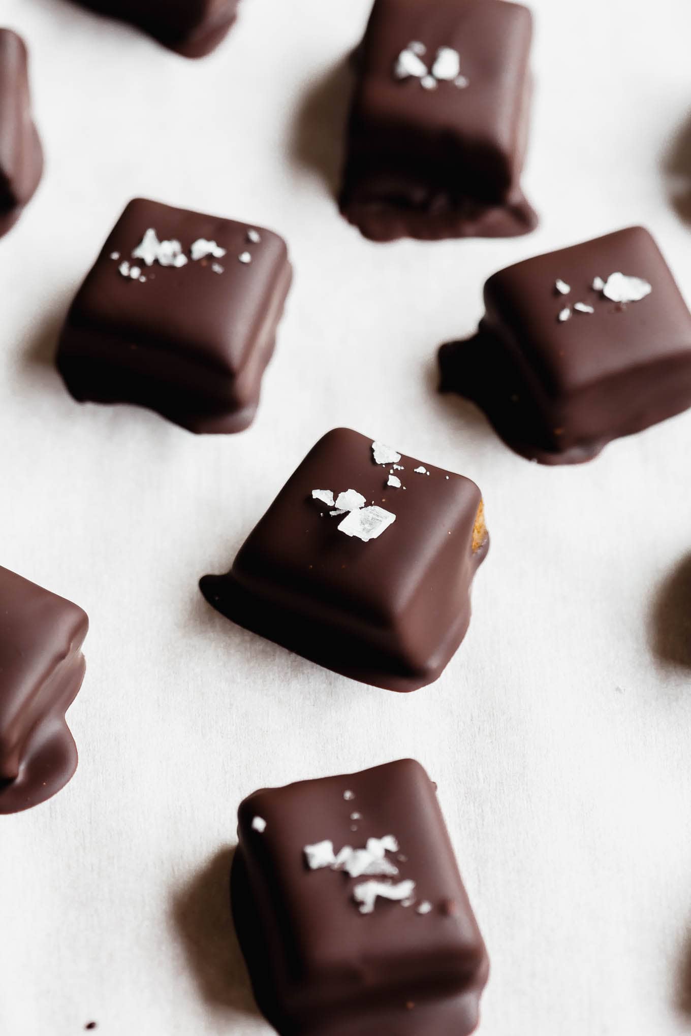 Date caramels topped with maldon sea salt.